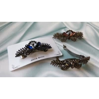 Заколка автомат, страза, 7,5 см