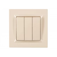 Выключатель тройной Luxel JAZZ (9313) кремовый