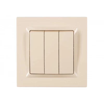 Выключатель тройной Luxel JAZZ (9313) кремовый