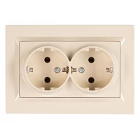 Розетка двойная с заземлением Luxel JAZZ (9308) кремовая