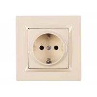 Розетка с заземлением Luxel JAZZ (9304) кремовая