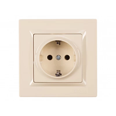 Розетка с заземлением Luxel JAZZ (9304) кремовая