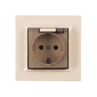 Розетка с заземлением и крышкой Luxel JAZZ (9311) кремовая