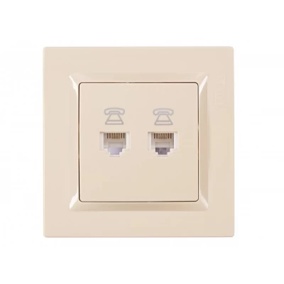 Розетка телефонная двойная Luxel JAZZ (9314) кремовая