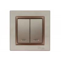 Выключатель двойной с подсветкой Luxel JAZZ (9206) Терракотовый