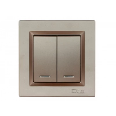 Выключатель двойной с подсветкой Luxel JAZZ (9206) Терракотовый