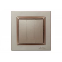 Выключатель тройной Luxel JAZZ (9213) Терракотовый