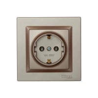 Розетка с заземлением Luxel JAZZ (9204) Терракотовая