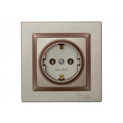 Розетка с заземлением Luxel JAZZ (9204) Терракотовая