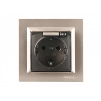 Розетка с заземлением и крышкой Luxel JAZZ (9211) Терракотовая