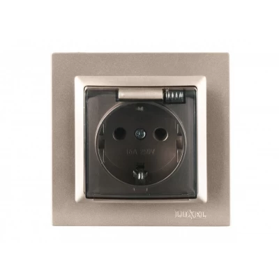 Розетка с заземлением и крышкой Luxel JAZZ (9211) Терракотовая