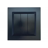 Выключатель тройной Luxel JAZZ (9113) Черный