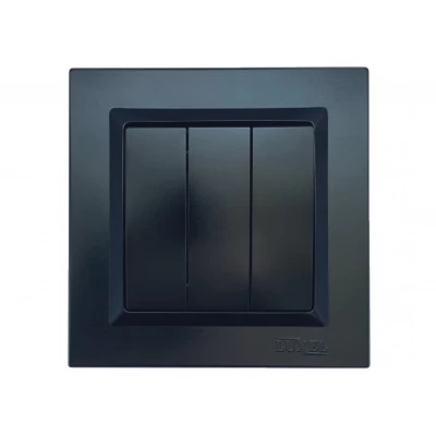 Выключатель тройной Luxel JAZZ (9113) Черный