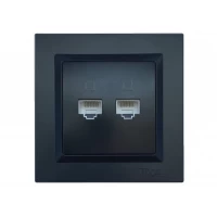 Компьютерная розетка двойная Luxel JAZZ (9128) Черная