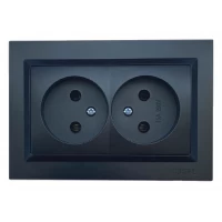 Розетка двойная Luxel JAZZ (9107) Черная