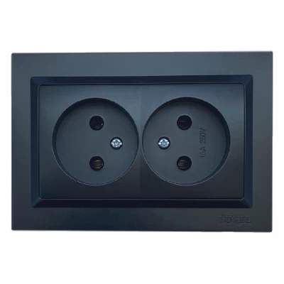Розетка двойная Luxel JAZZ (9107) Черная
