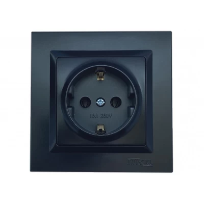 Розетка с заземлением Luxel JAZZ (9104) Черная