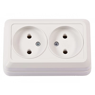 Наружная двойная розетка Luxel OPERA (2007) белая