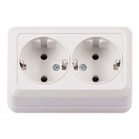 Наружная двойная розетка с заземлением Luxel OPERA (2008) белая