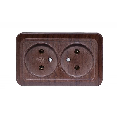 Наружная двойная розетка Luxel OPERA (2907) вишневая