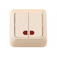 Наружный выключатель двойной с подсветкой Luxel OPERA (2306) кремовый