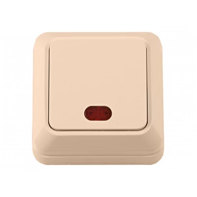 Наружный выключатель с подсветкой Luxel OPERA (2305) кремовый