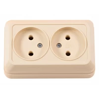 Наружная двойная розетка Luxel OPERA (2307) кремовая