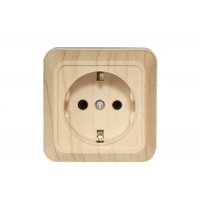 Наружная розетка с заземлением Luxel OPERA (2804) сосна