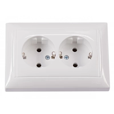 Розетка двойная с заземлением Luxel PRIMERA (3008) белая