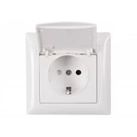 Розетка с заземлением и крышкой Luxel PRIMERA (3011) белая