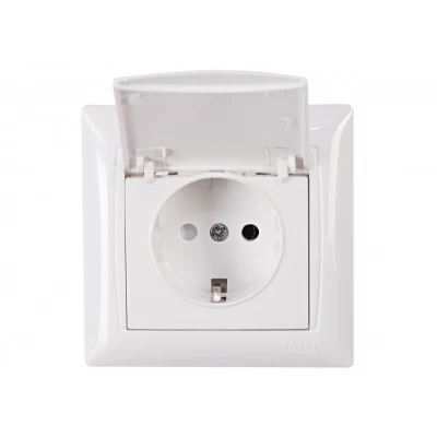 Розетка с заземлением и крышкой Luxel PRIMERA (3011) белая
