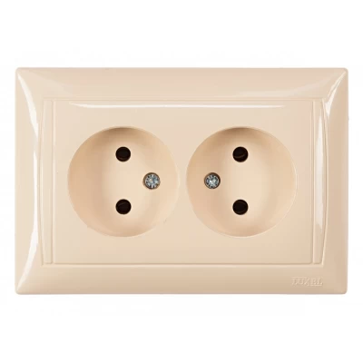 Розетка двойная Luxel PRIMERA (3307) кремовая
