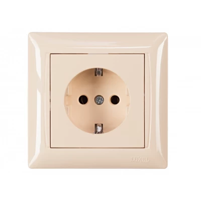 Розетка с заземлением Luxel PRIMERA (3304) кремовая
