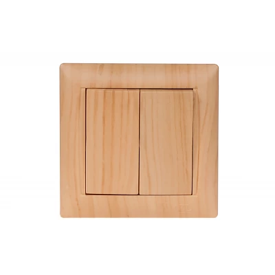 Выключатель двойной Luxel PRIMERA (3803) сосна