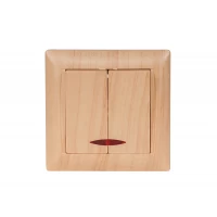 Выключатель двойной с подсветкой Luxel PRIMERA (3806) сосна