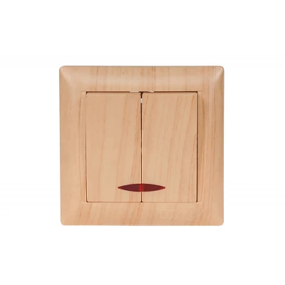 Выключатель двойной с подсветкой Luxel PRIMERA (3806) сосна