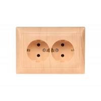 Розетка двойная с заземлением Luxel PRIMERA (3808) сосна