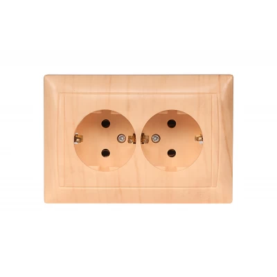 Розетка двойная с заземлением Luxel PRIMERA (3808) сосна