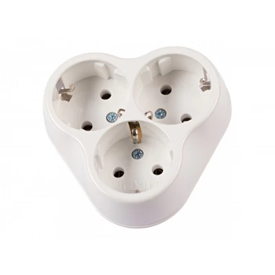 Тройная розетка внутренняя с заземлением (1021)