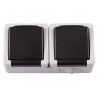 Блок розетка с/з и крышкой + розетка с/з и крышкой Luxel DEBUT (6541)