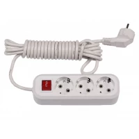 Сетевой удлинитель Luxel 3 розетки 5М с заземлением и выключателем (7235)
