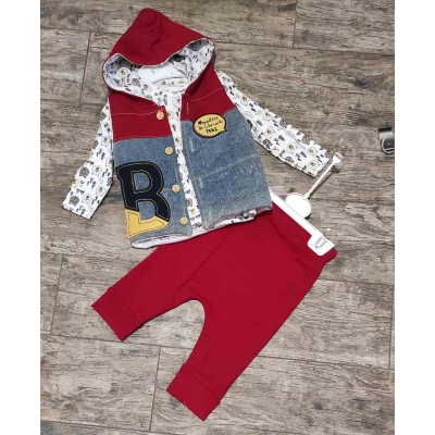 Костюм 3-ка с жилеткой Разм 6-9-12 месяцев