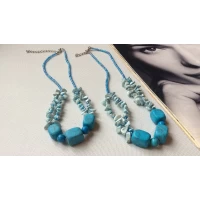 Бусы бисер и бирюза, длина 45+10 см