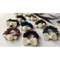 Резинка велюр, жемчужная, диам 5 см