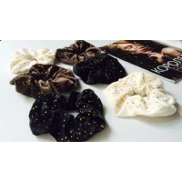 Резинка велюр, золотые стразы