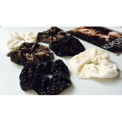 Резинка велюр, золотые стразы