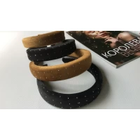 Обруч велюр, стразы, 3 см