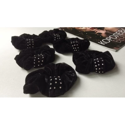 Резинка велюр, стразы диам 10 см