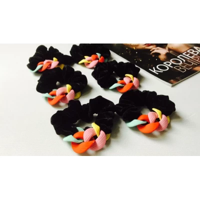 Резинка велюр, цепи, диам 9 см