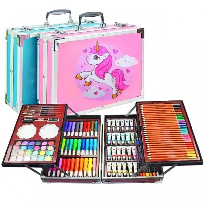 Набор для творчества в алюминиевом чемодане "Единорог" 145 предметов Набор для творчества в алюминиевом чемодане "Единорог" 145 предметов